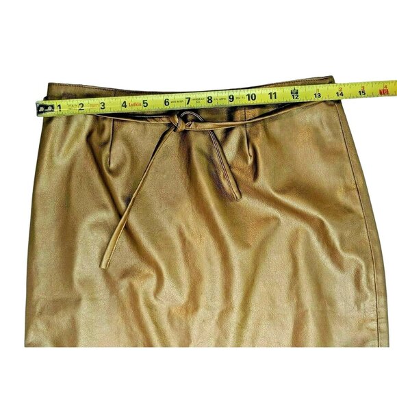 Affiniti Small Gold  Polyester Blend Zippered Back-belt waist-knee length Skirt - Picture 8 of 9
